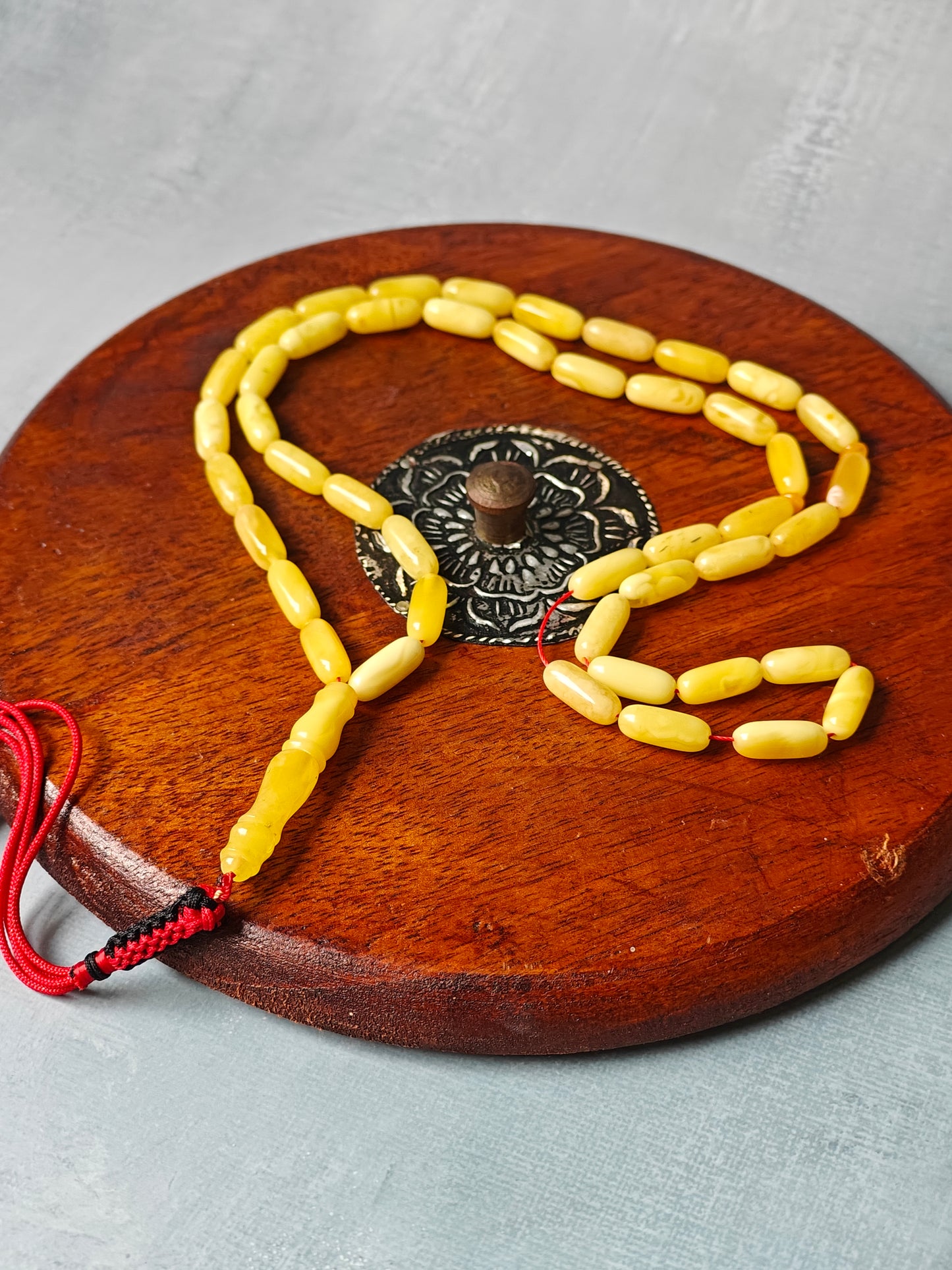 Natural Cloudy Milk Baltic Amber Misbah | 45 Capsule Beads | Natural Inclusions | 18.3g