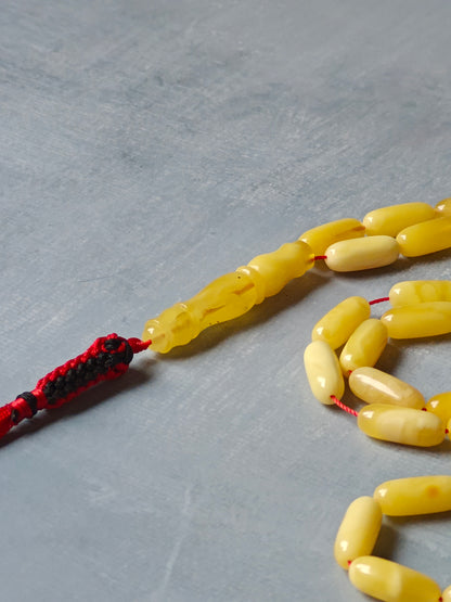Natural Cloudy Milk Baltic Amber Misbah | 45 Capsule Beads | Natural Inclusions | 18.3g