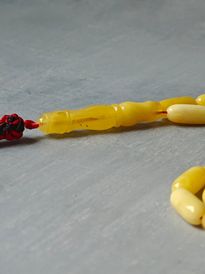 Natural Cloudy Milk Baltic Amber Misbah | 45 Capsule Beads | Natural Inclusions | 18.3g