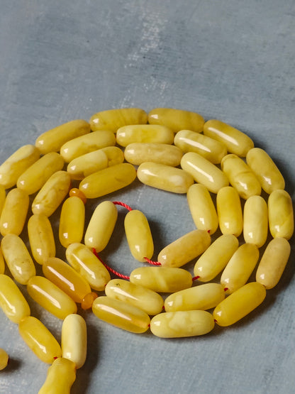 Natural Cloudy Milk Baltic Amber Misbah | 45 Capsule Beads | Natural Inclusions | 18.3g