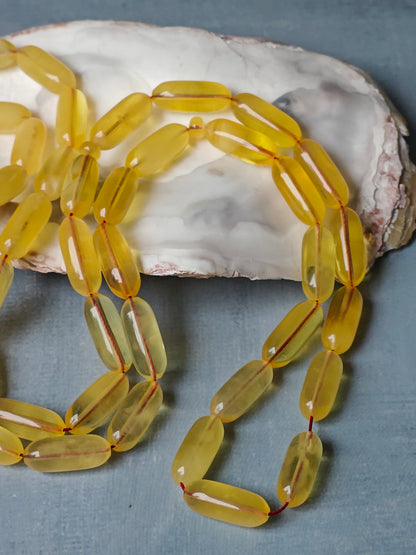 One Stone | Half-Half Baltic Amber Misbah | 45 Capsule Beads | Citron & Milk | 18.4g