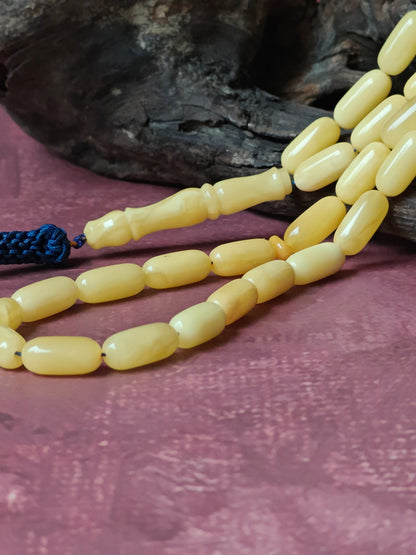 Milky Baltic Amber Rosary | 45 Micro Capsule Shape Beads | Pocket Size | 16.1g