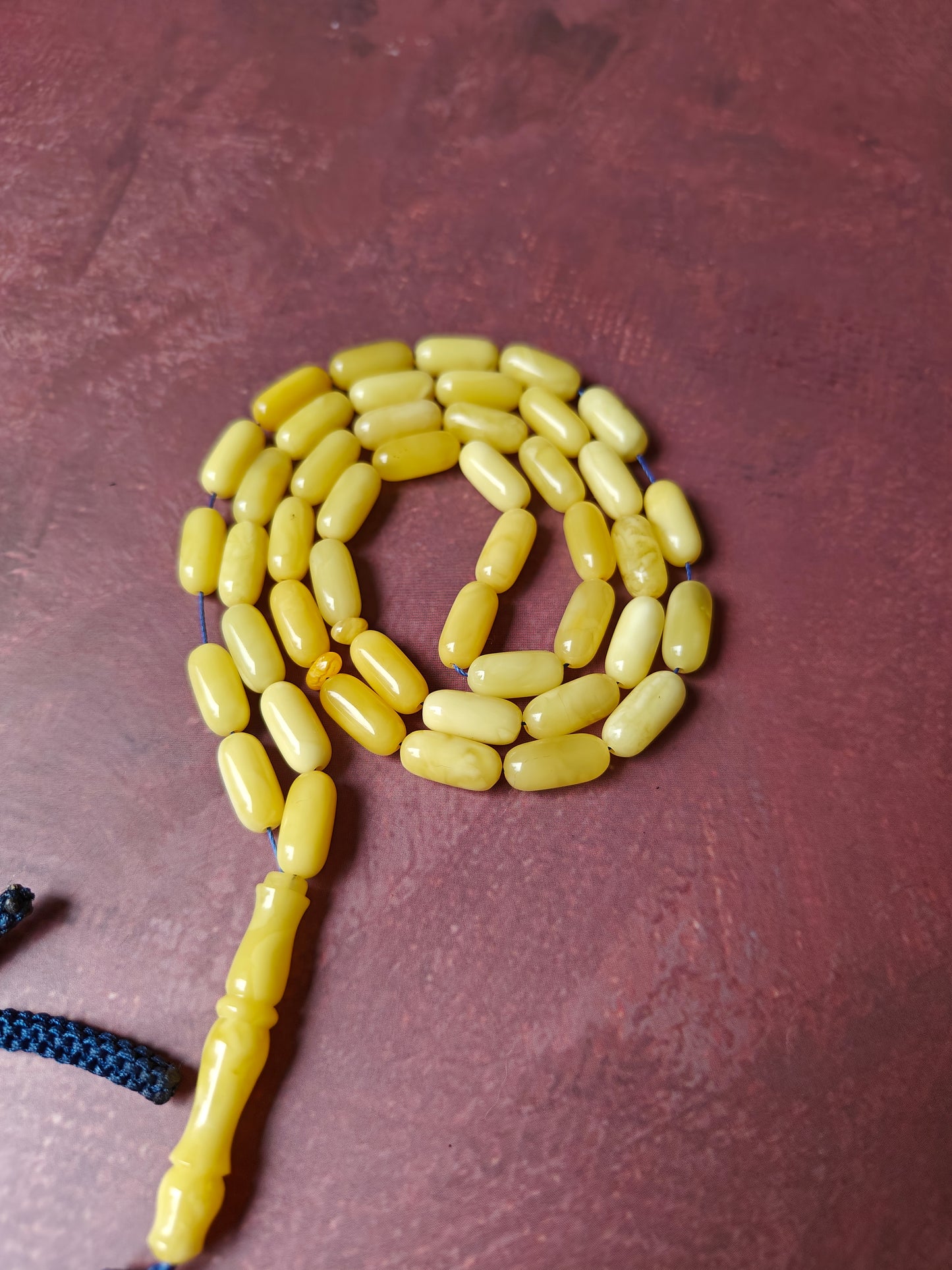 Milky Baltic Amber Rosary | 45 Micro Capsule Shape Beads | Pocket Size | 16.1g