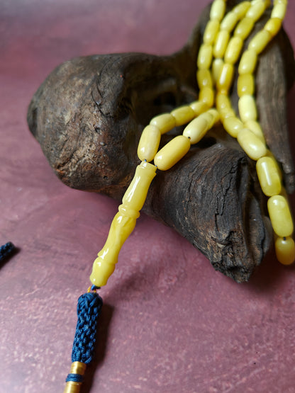 Milky Baltic Amber Rosary | 45 Micro Capsule Shape Beads | Pocket Size | 16.1g