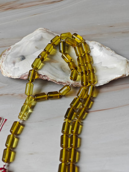 Natural Green Caribbean Amber Misbah | 45 Barrel Beads | 21.5g