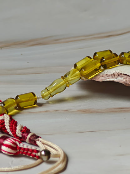 Natural Green Caribbean Amber Misbah | 45 Barrel Beads | 21.5g