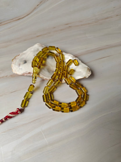 Natural Green Caribbean Amber Misbah | 45 Barrel Beads | 21.5g