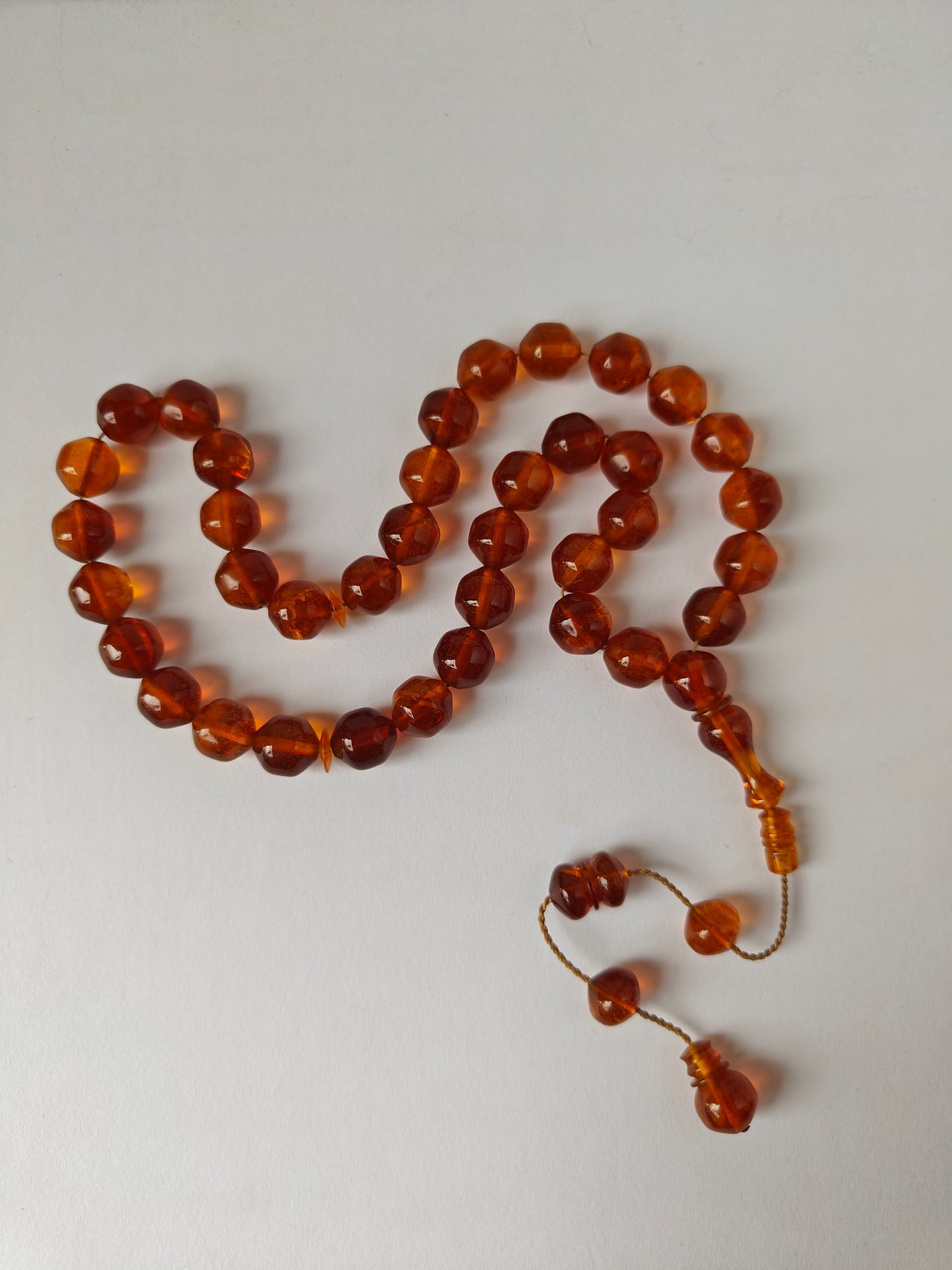 German Bakelite Misbah – 37 Istanbul Beads | Rare Star Disk Orange