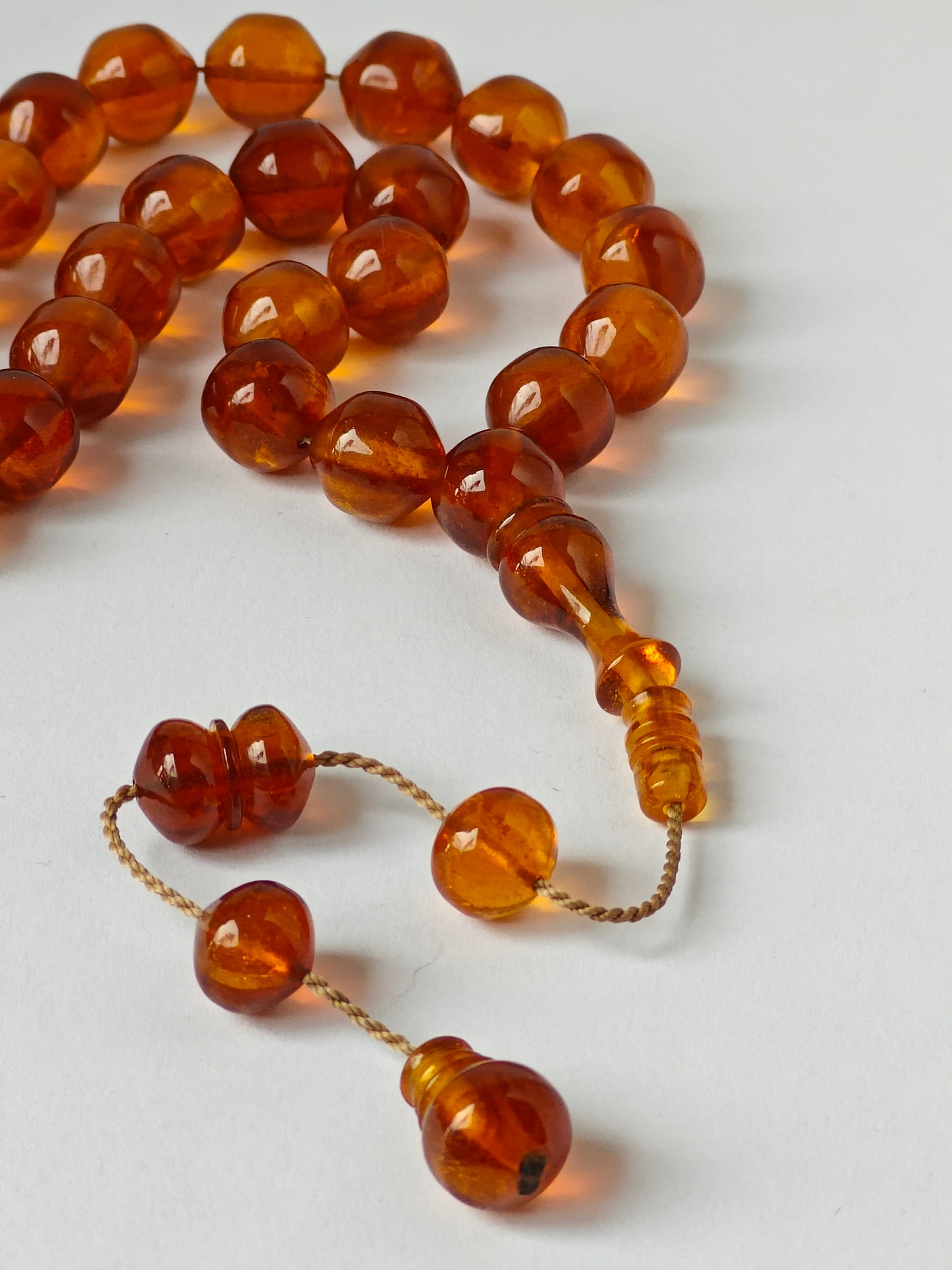German Bakelite Misbah – 37 Istanbul Beads | Rare Star Disk Orange