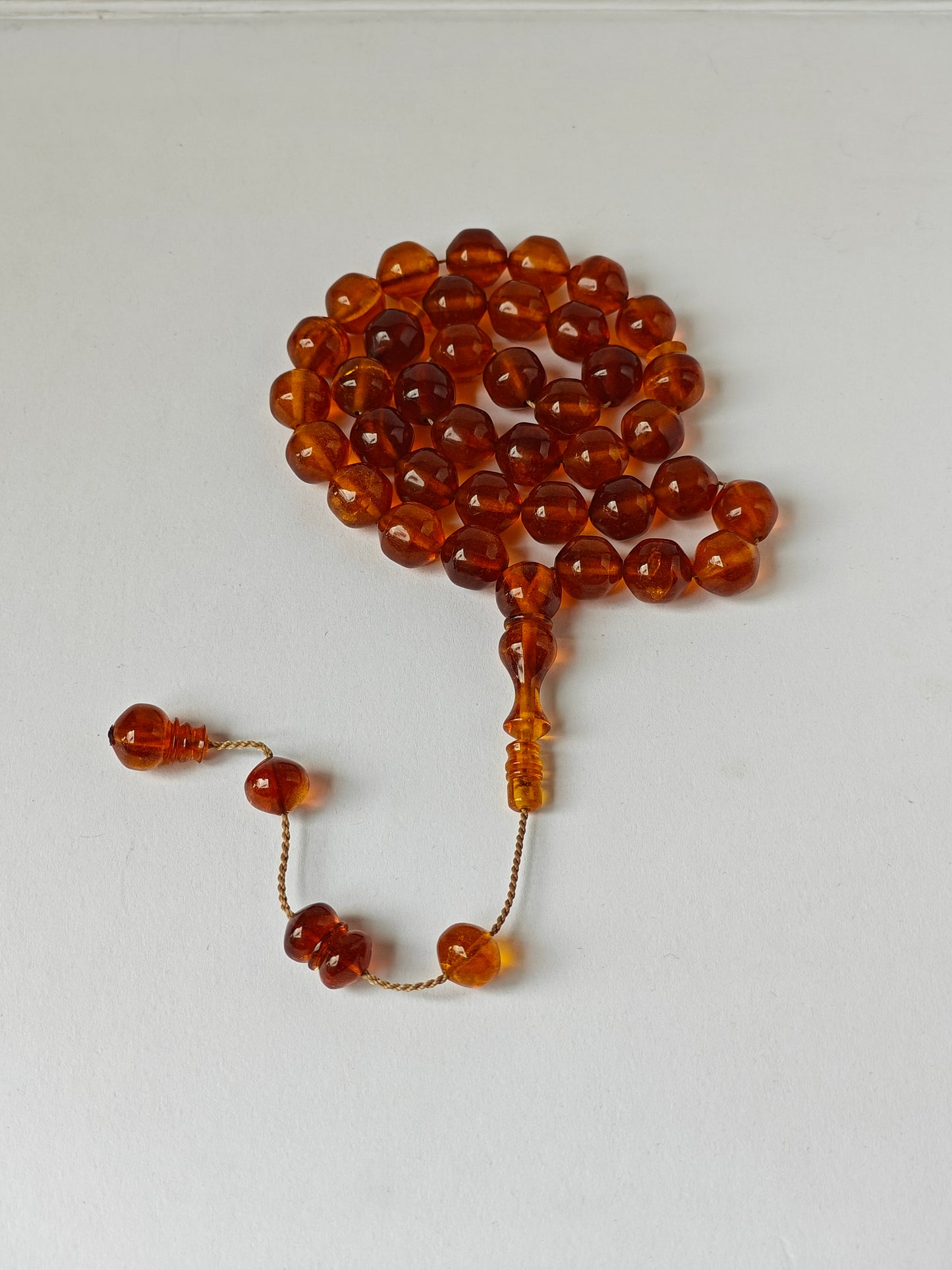 German Bakelite Misbah – 37 Istanbul Beads | Rare Star Disk Orange