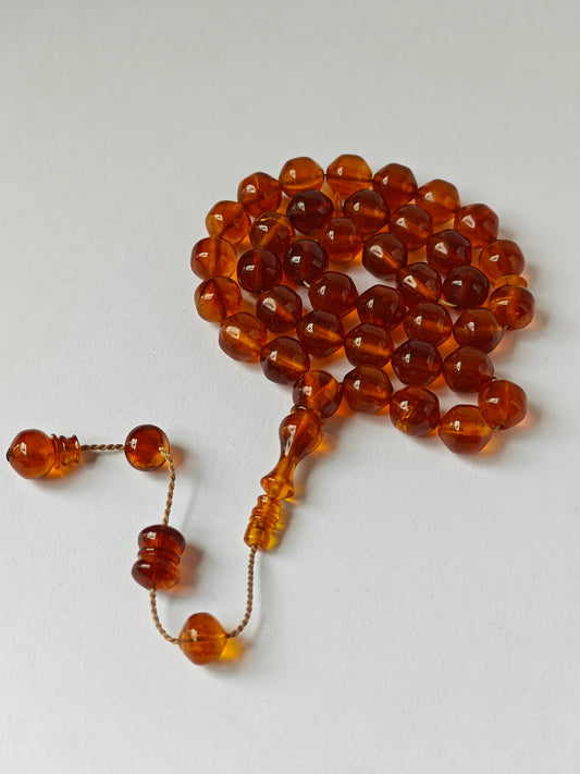 German Bakelite Misbah – 37 Istanbul Beads | Rare Star Disk Orange