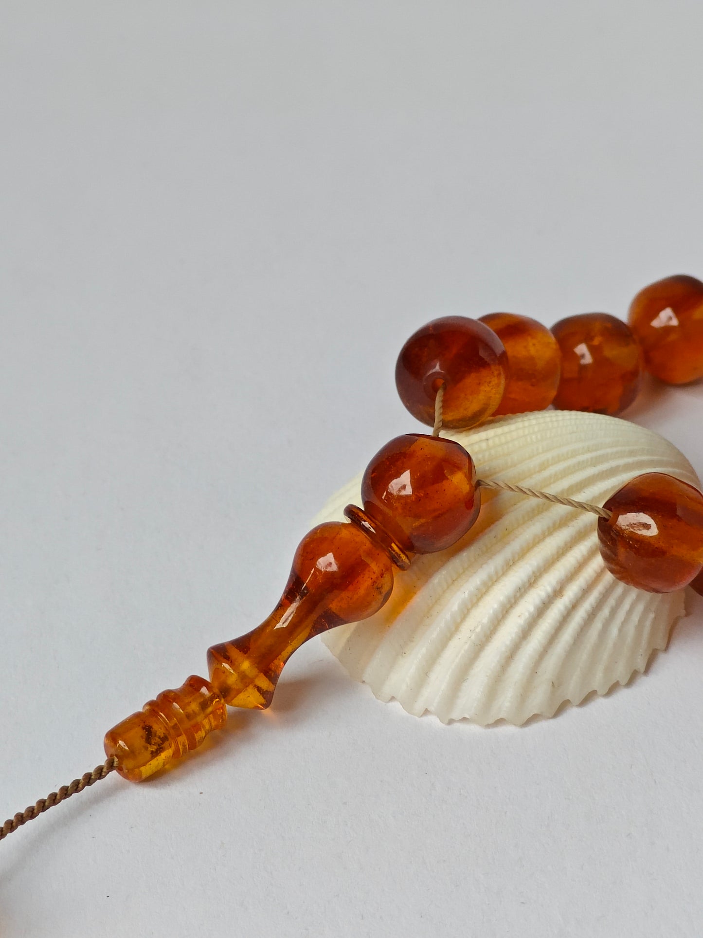 German Bakelite Misbah – 37 Istanbul Beads | Rare Star Disk Orange