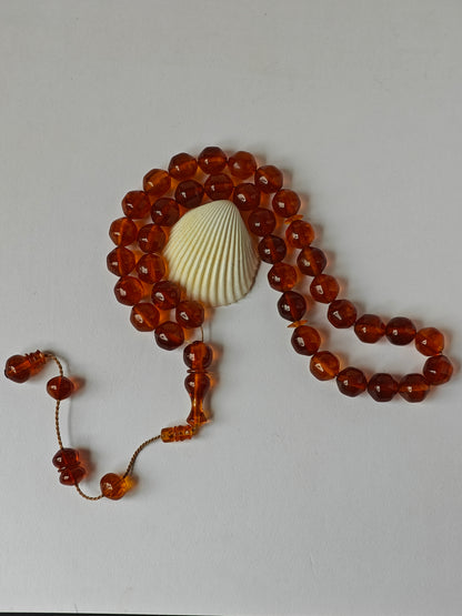 German Bakelite Misbah – 37 Istanbul Beads | Rare Star Disk Orange