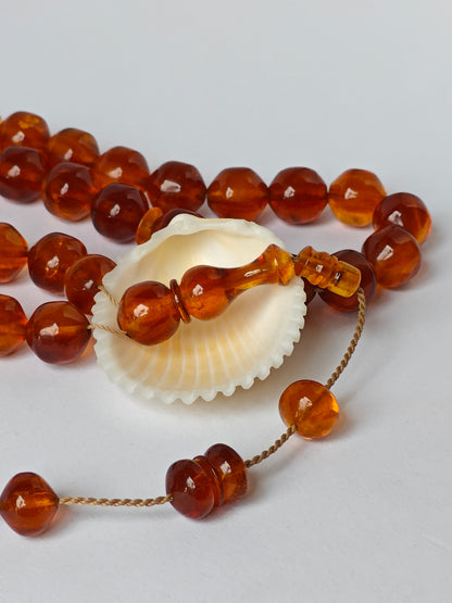 German Bakelite Misbah – 37 Istanbul Beads | Rare Star Disk Orange