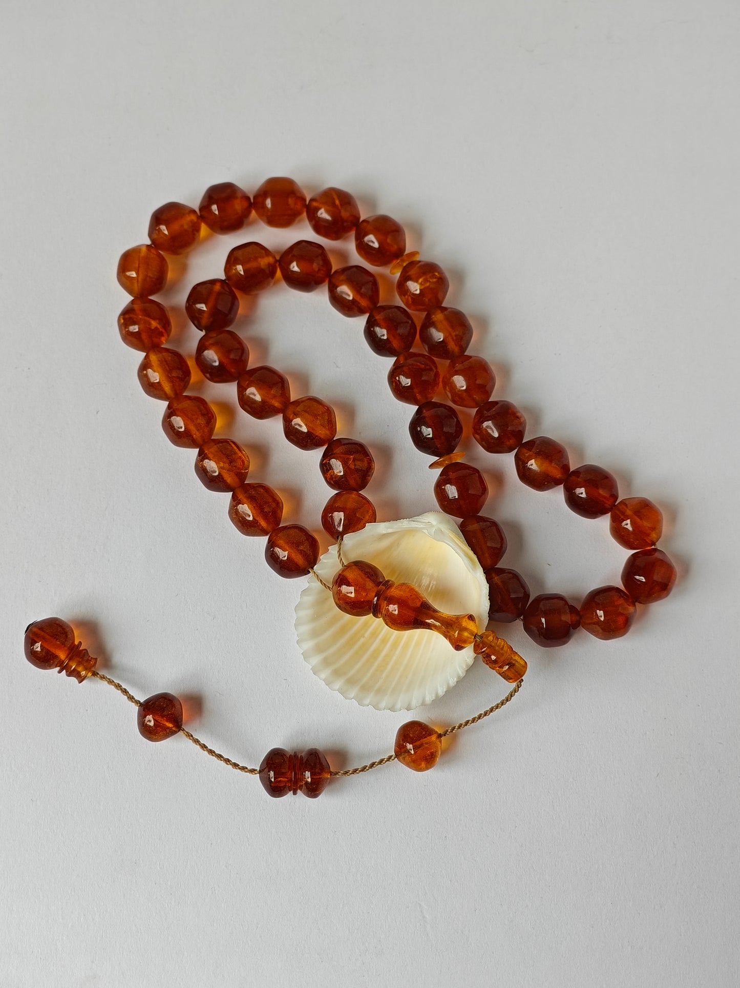 German Bakelite Misbah – 37 Istanbul Beads | Rare Star Disk Orange