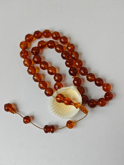 German Bakelite Misbah – 37 Istanbul Beads | Rare Star Disk Orange