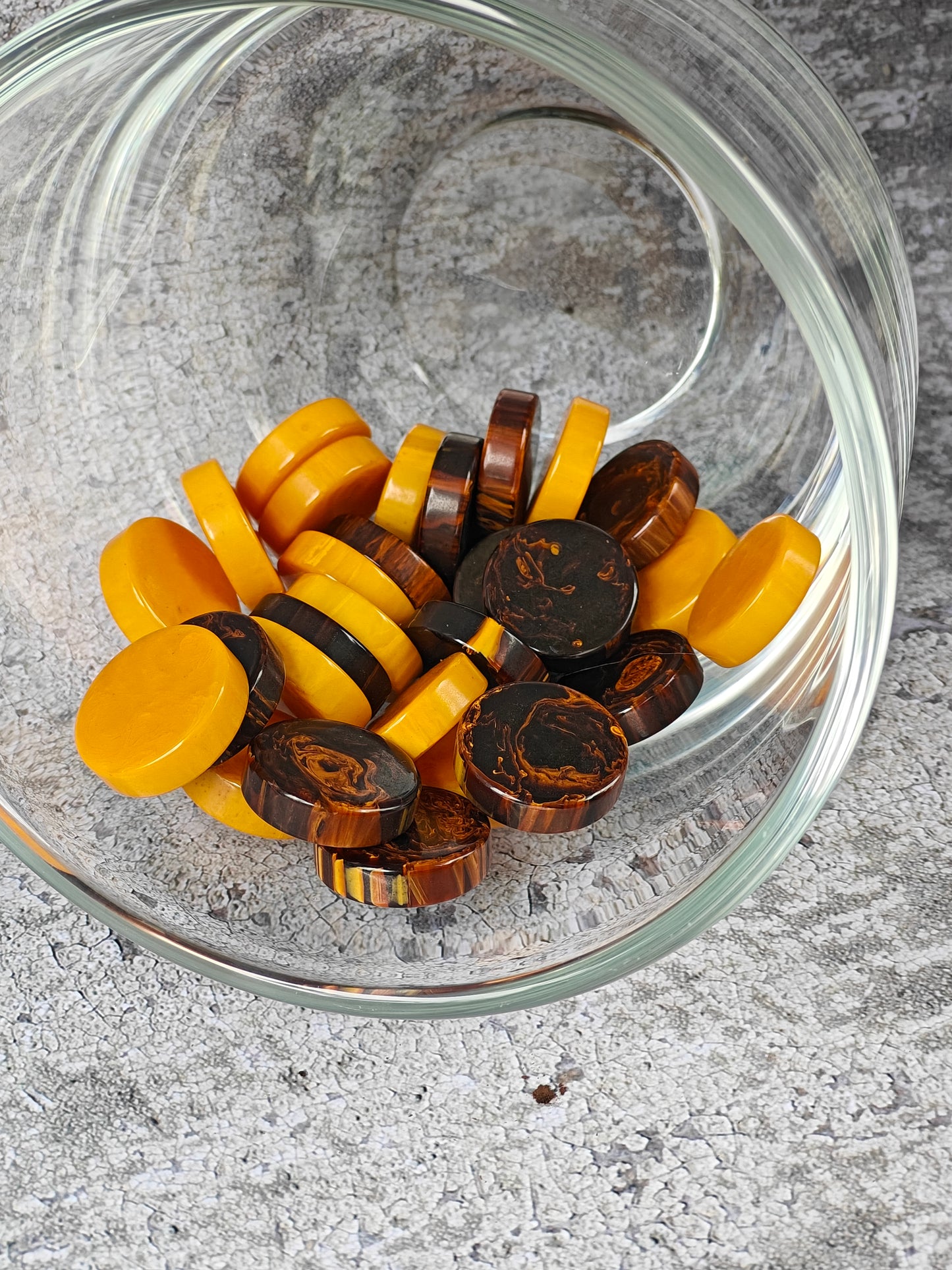 Antique American Bakelite Checkers – Galaxy Color Raw Material (30 Pieces, 255.9g)