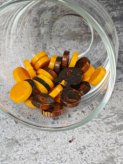 Antique American Bakelite Checkers – Galaxy Color Raw Material (30 Pieces, 255.9g)
