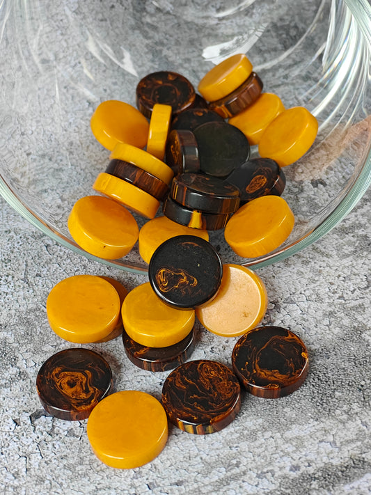 Antique American Bakelite Checkers – Galaxy Color Raw Material (30 Pieces, 255.9g)