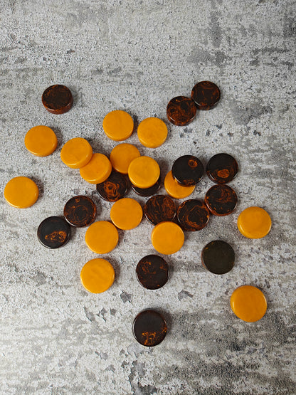 Antique American Bakelite Checkers – Galaxy Color Raw Material (30 Pieces, 255.9g)