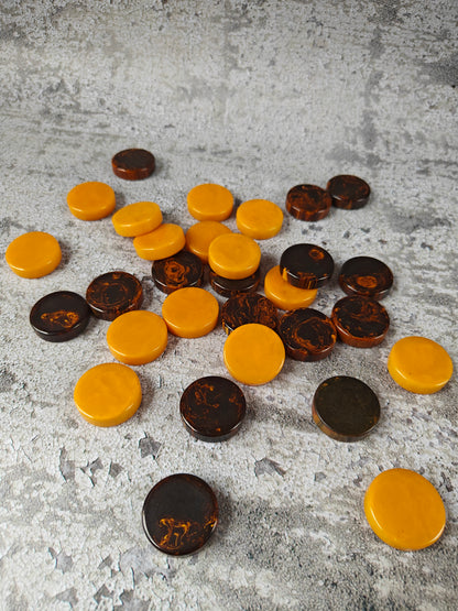 Antique American Bakelite Checkers – Galaxy Color Raw Material (30 Pieces, 255.9g)