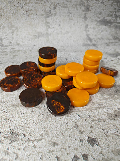 Antique American Bakelite Checkers – Galaxy Color Raw Material (30 Pieces, 255.9g)