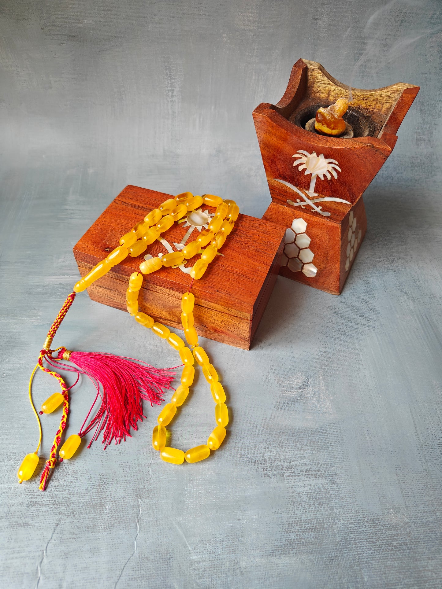Honey & Half-Half Baltic Amber Rosary  – 45+3 Beads | Lightweight Daily Use