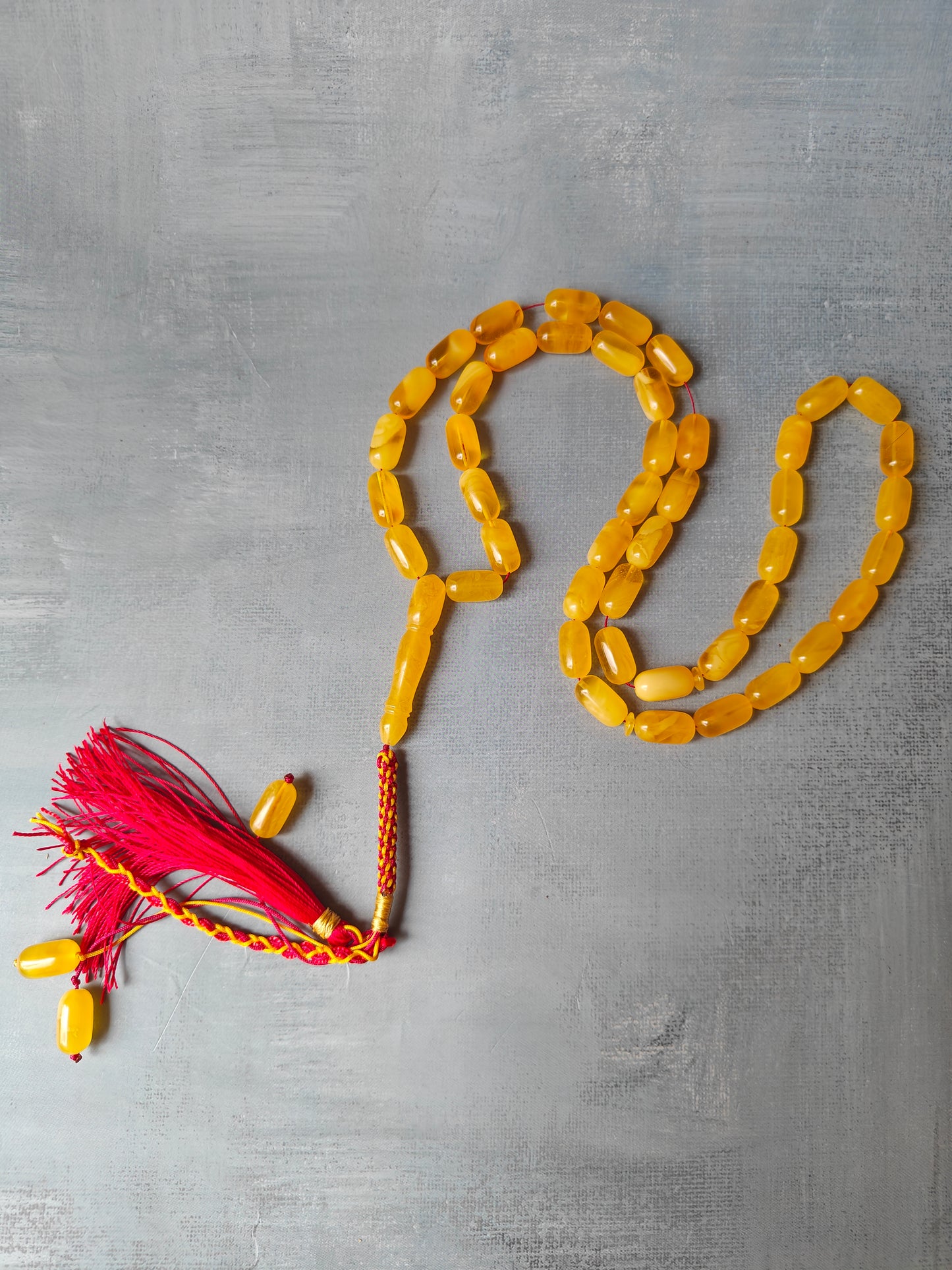 Honey & Half-Half Baltic Amber Rosary  – 45+3 Beads | Lightweight Daily Use