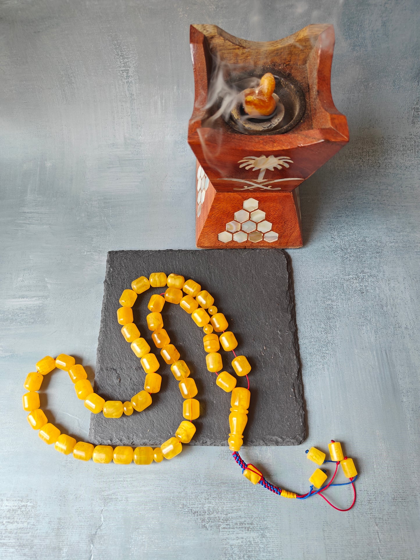 Naturally Aged Baltic Amber Tasbih – 45 Barrel Beads | Honey Amber