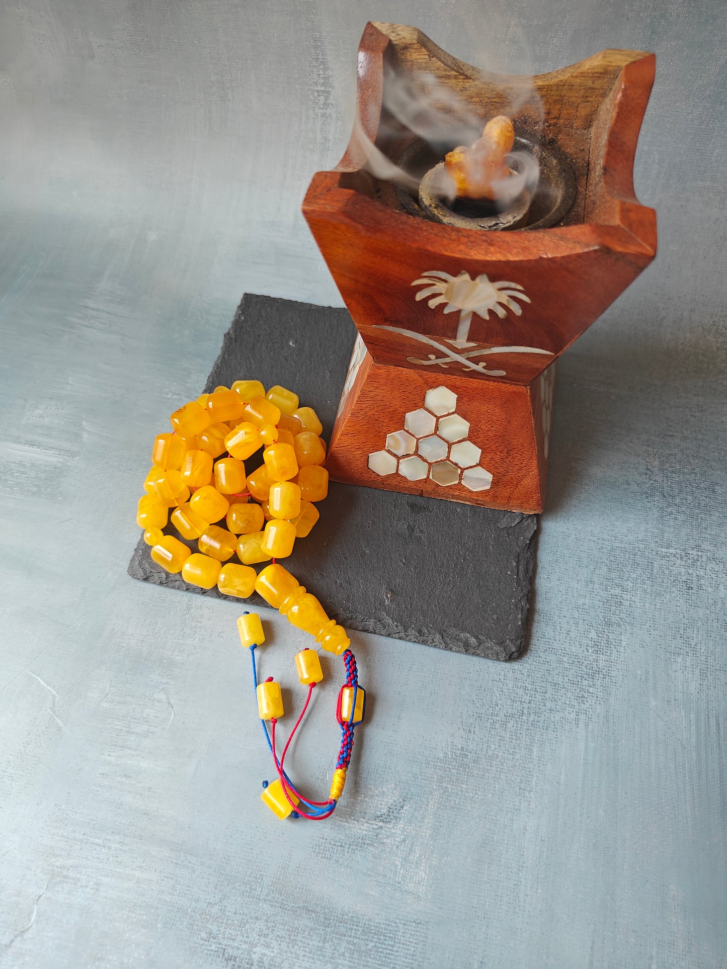 Naturally Aged Baltic Amber Tasbih – 45 Barrel Beads | Honey Amber