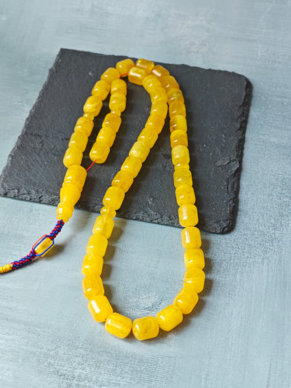 Naturally Aged Baltic Amber Tasbih – 45 Barrel Beads | Honey Amber