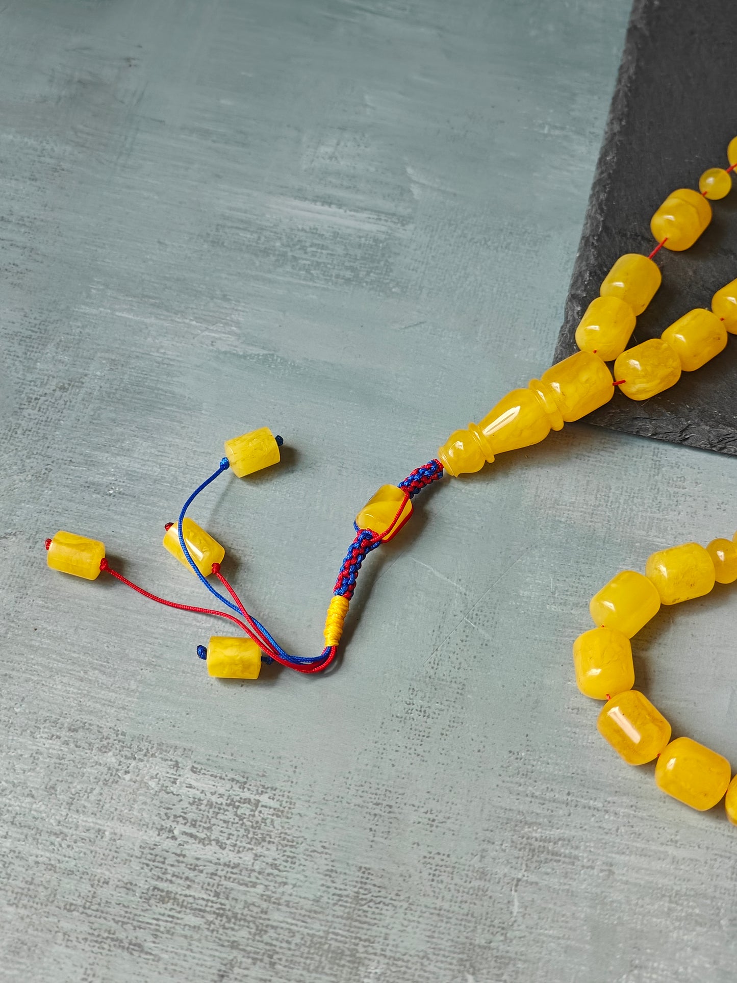Naturally Aged Baltic Amber Tasbih – 45 Barrel Beads | Honey Amber