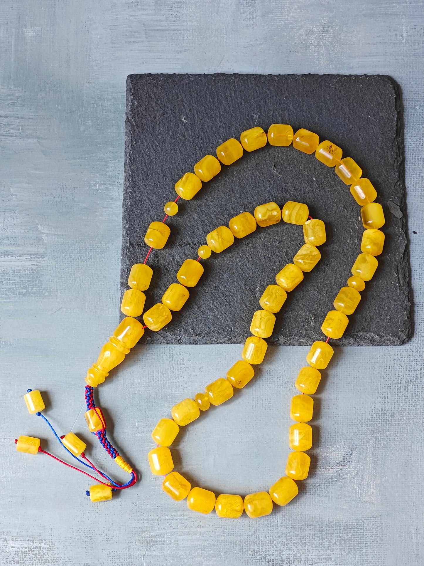 Naturally Aged Baltic Amber Tasbih – 45 Barrel Beads | Honey Amber