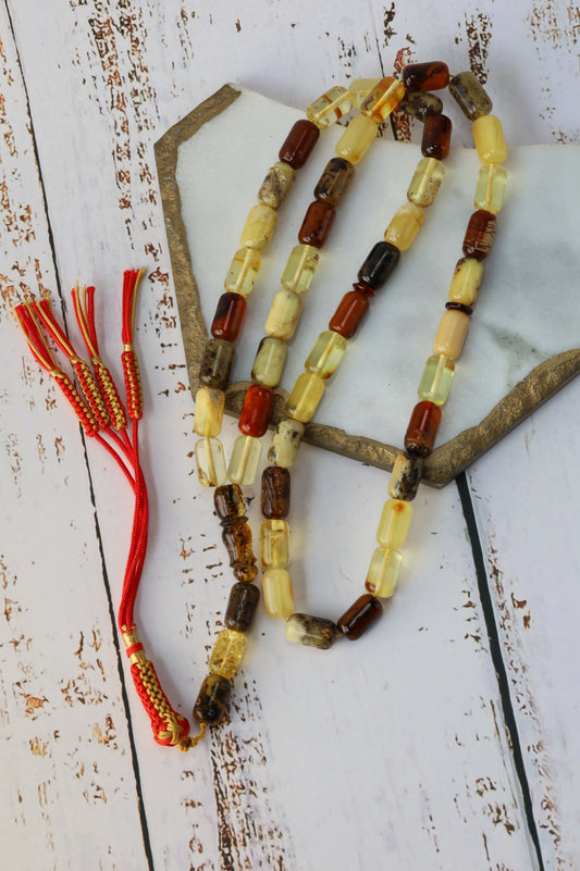 Mackintosh Oreo Amber Misbah – 45 Antique Beads + 3 Spares