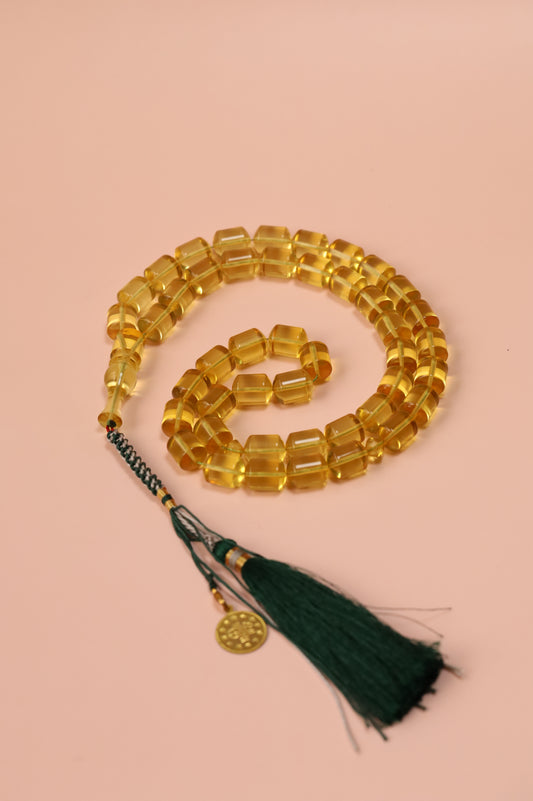 Transparent Citron Amber Misbah – 45 Beads