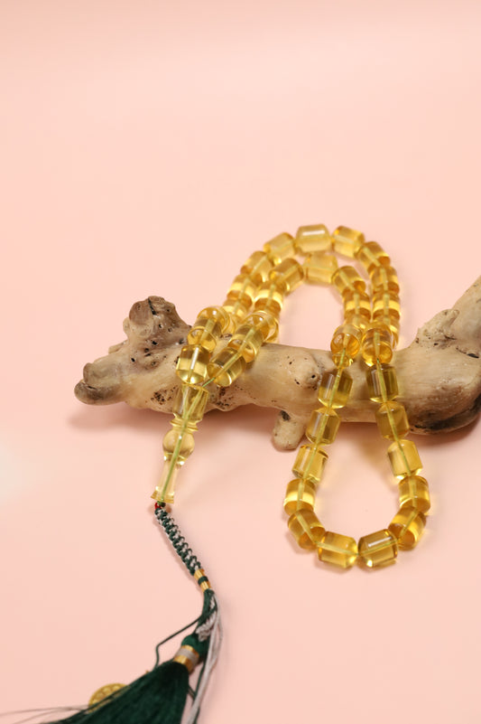 Transparent Citron Amber Misbah – 45 Beads