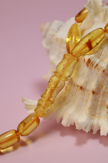 Natural Citron Amber Misbah – 33 Olive Beads