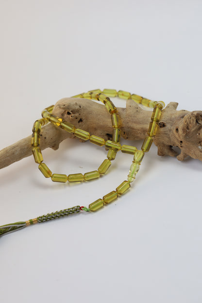 Natural Green Amber Misbah – 45 Beads + 3 Spares