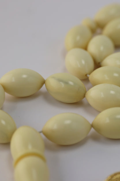 Ivory Chernobyl Old Bakelite Misbah – 33 Selected Olive Shape Beads