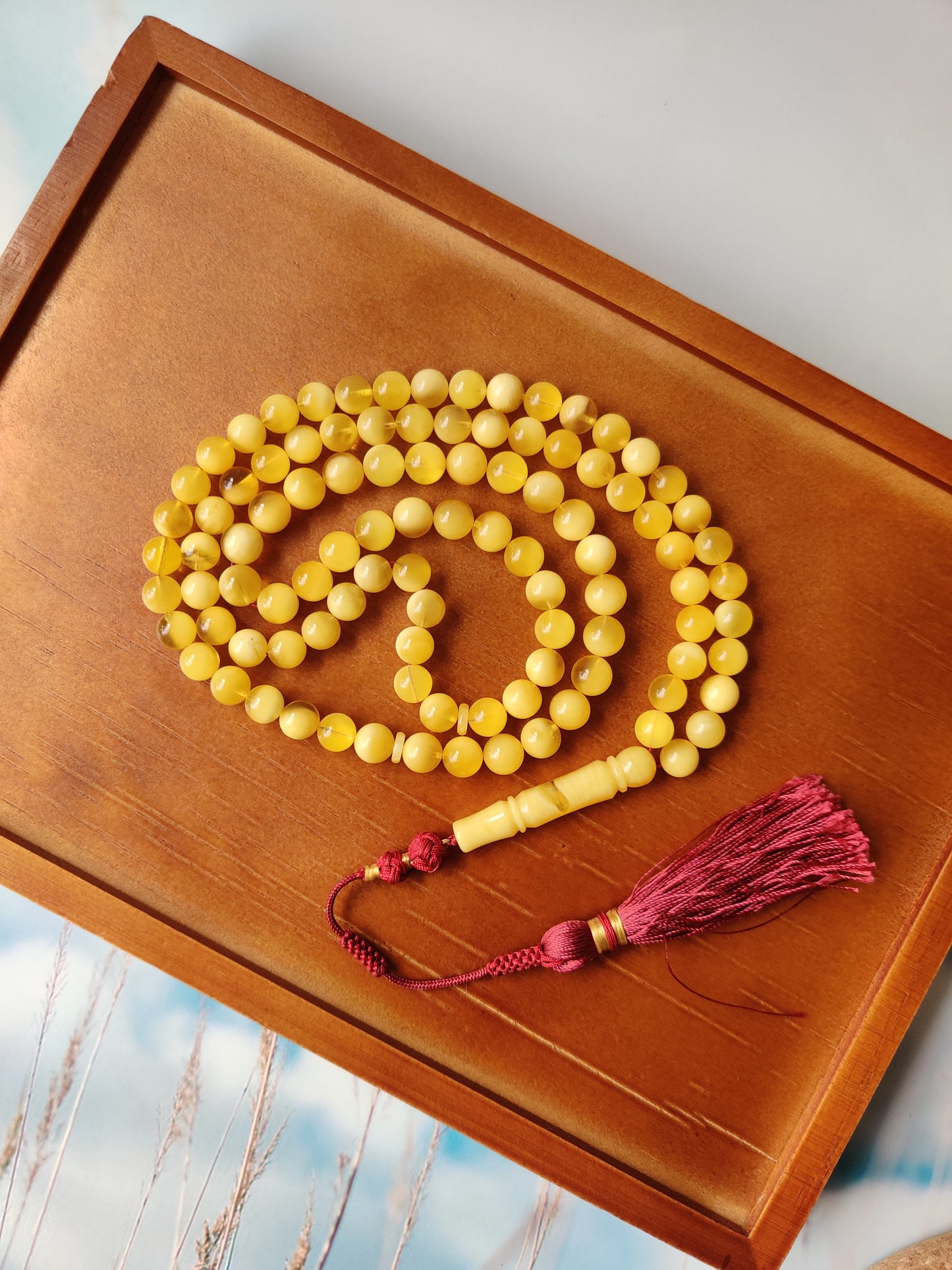 Natural Butterscotch/Cloudy Amber Tasbih with Certificate | 99 beads |8mm