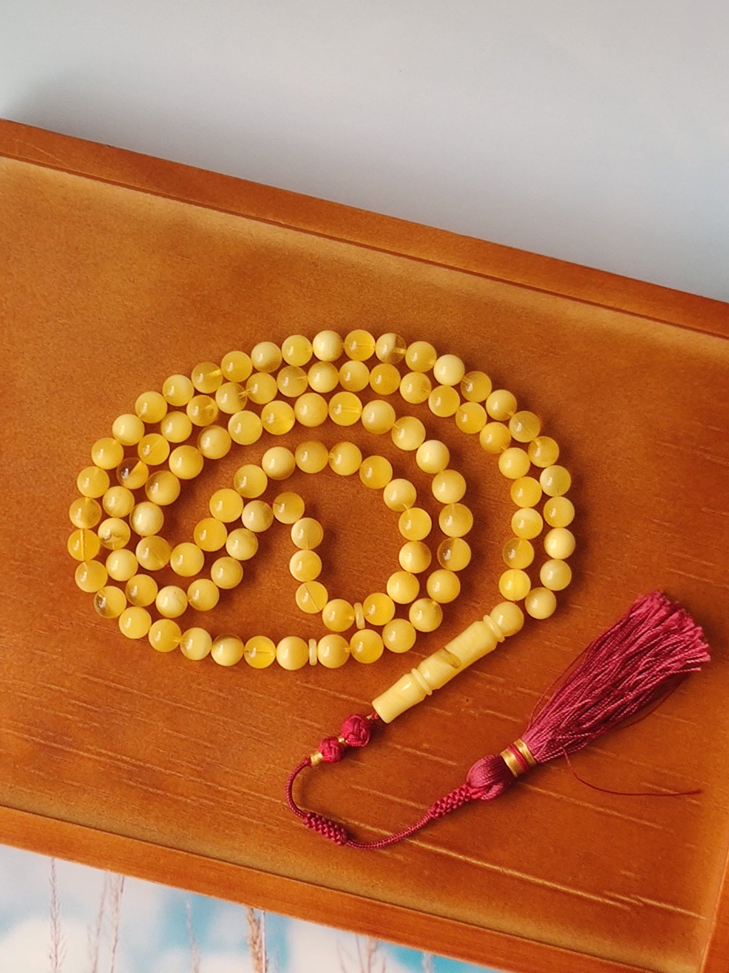 Natural Butterscotch/Cloudy Amber Tasbih with Certificate | 99 beads |8mm