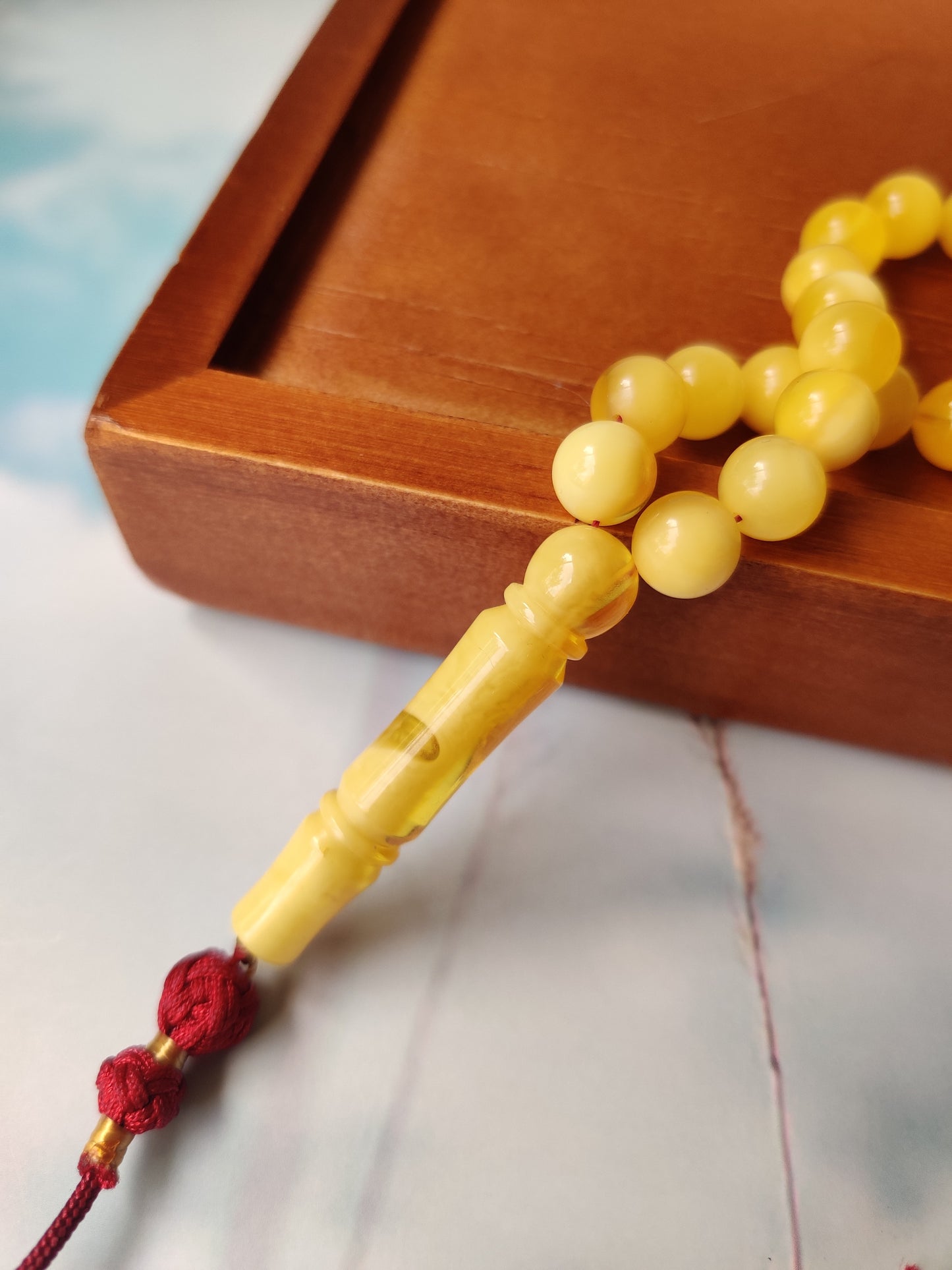 Natural Butterscotch/Cloudy Amber Tasbih with Certificate | 99 beads |8mm