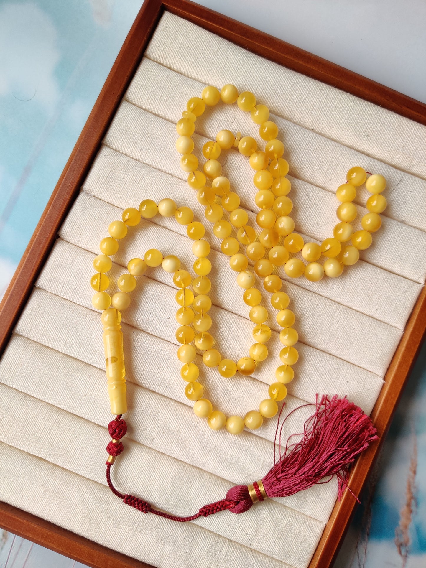 Natural Butterscotch/Cloudy Amber Tasbih with Certificate | 99 beads |8mm