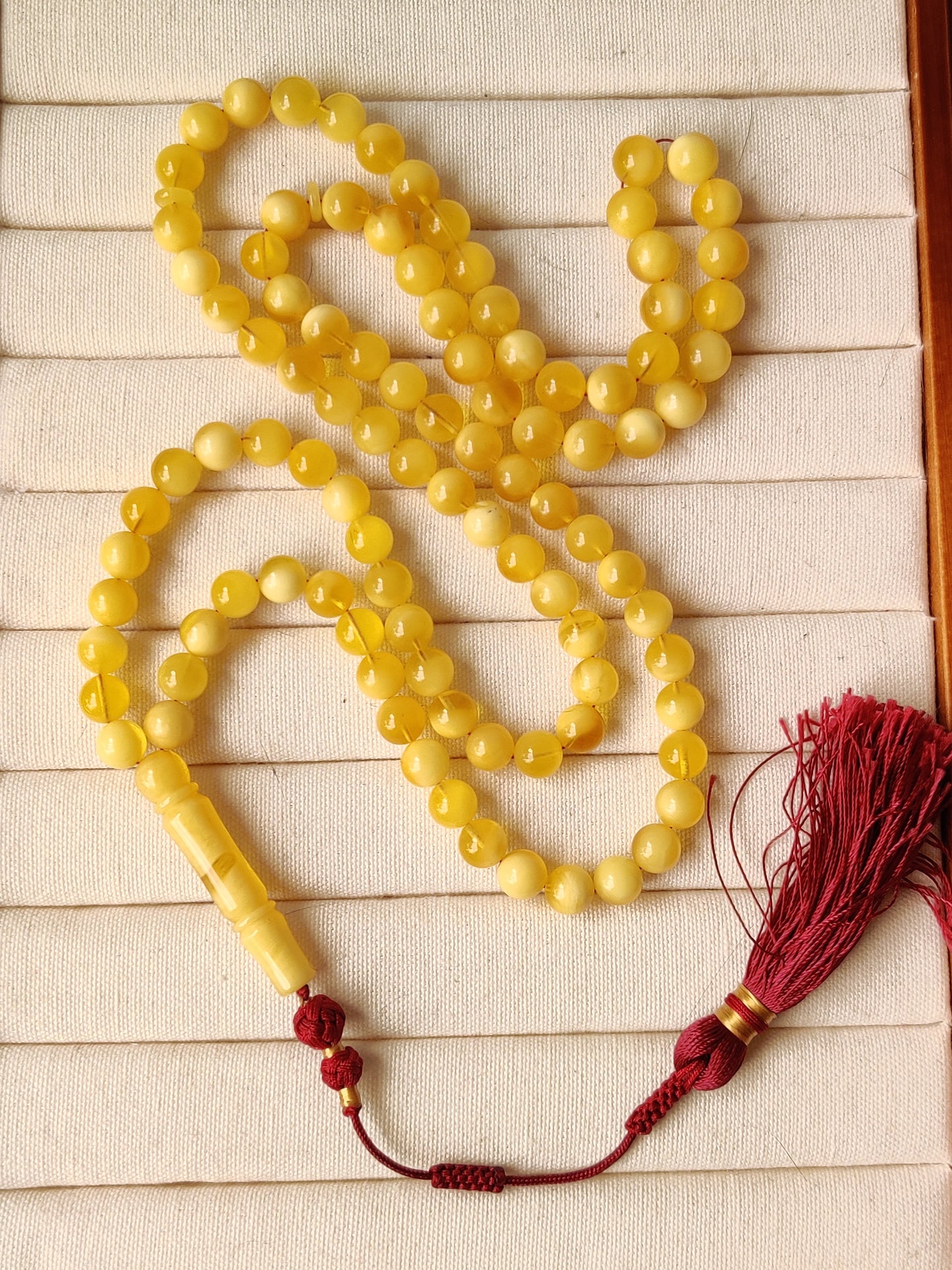 Natural Butterscotch/Cloudy Amber Tasbih with Certificate | 99 beads |8mm