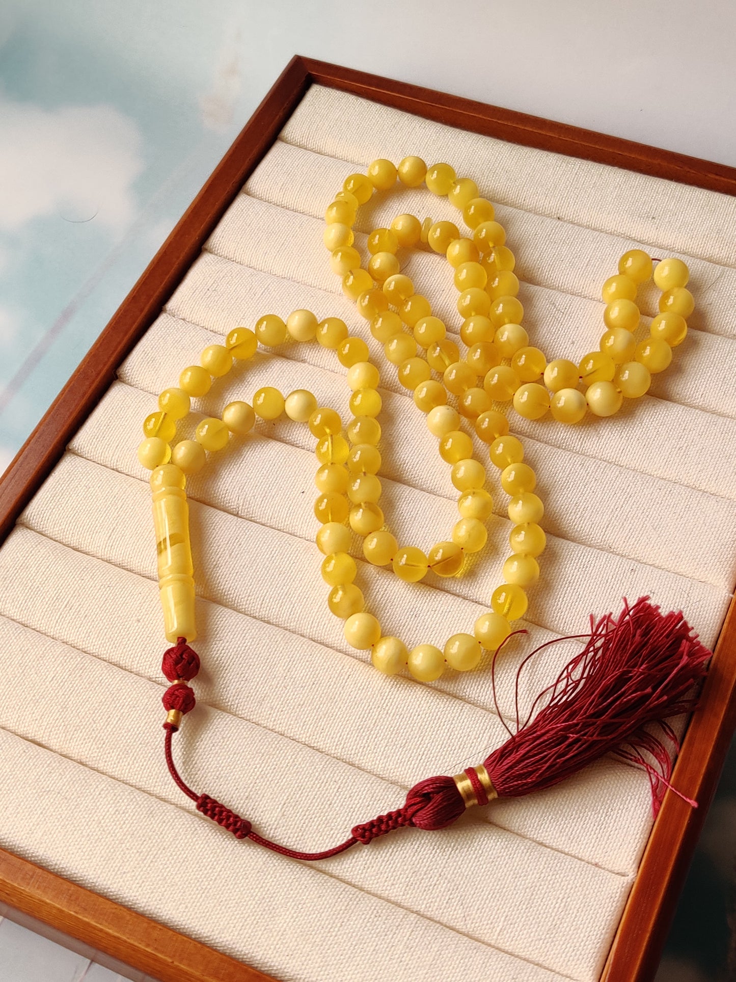 Natural Butterscotch/Cloudy Amber Tasbih with Certificate | 99 beads |8mm