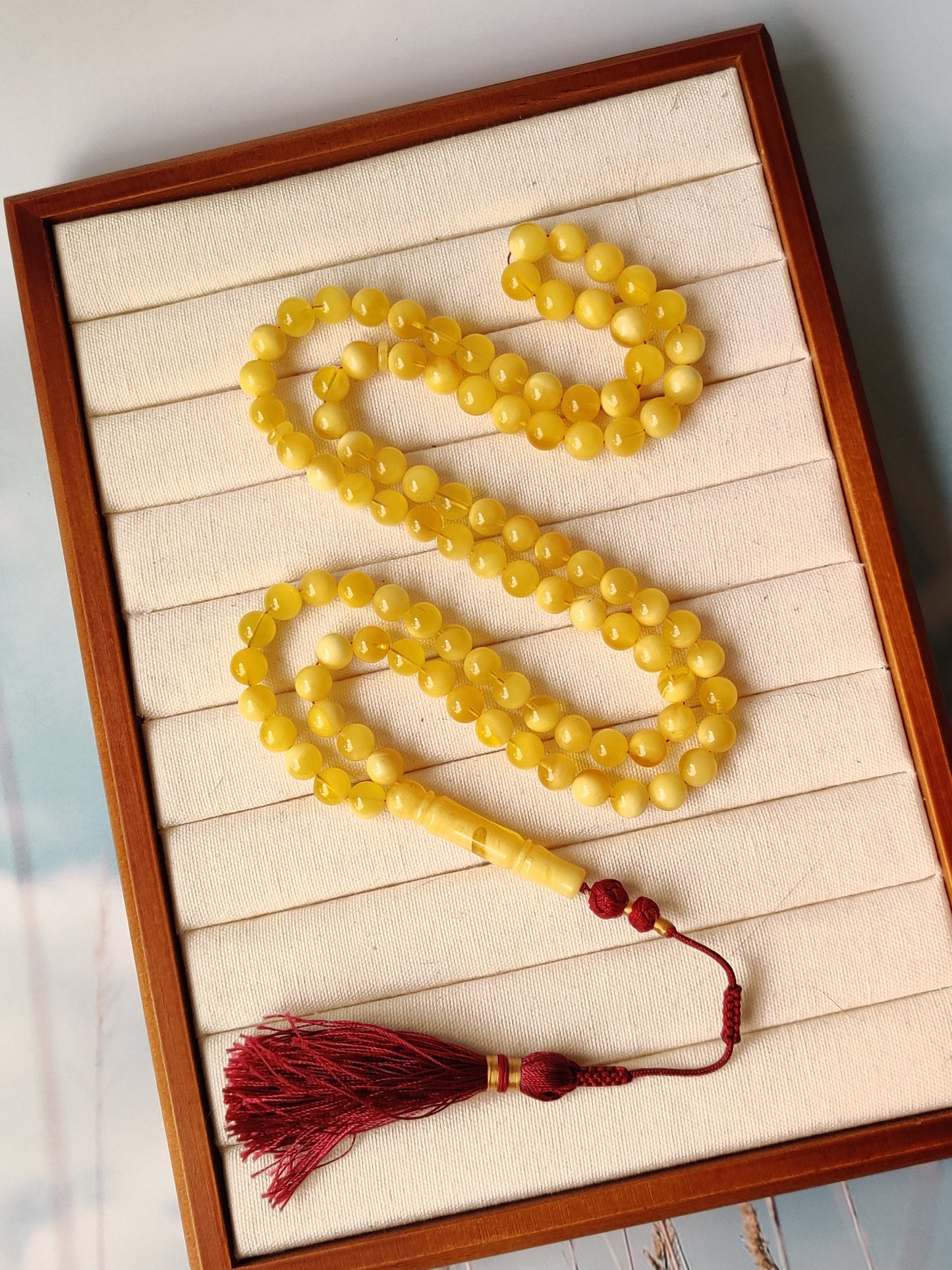 Natural Butterscotch/Cloudy Amber Tasbih with Certificate | 99 beads |8mm