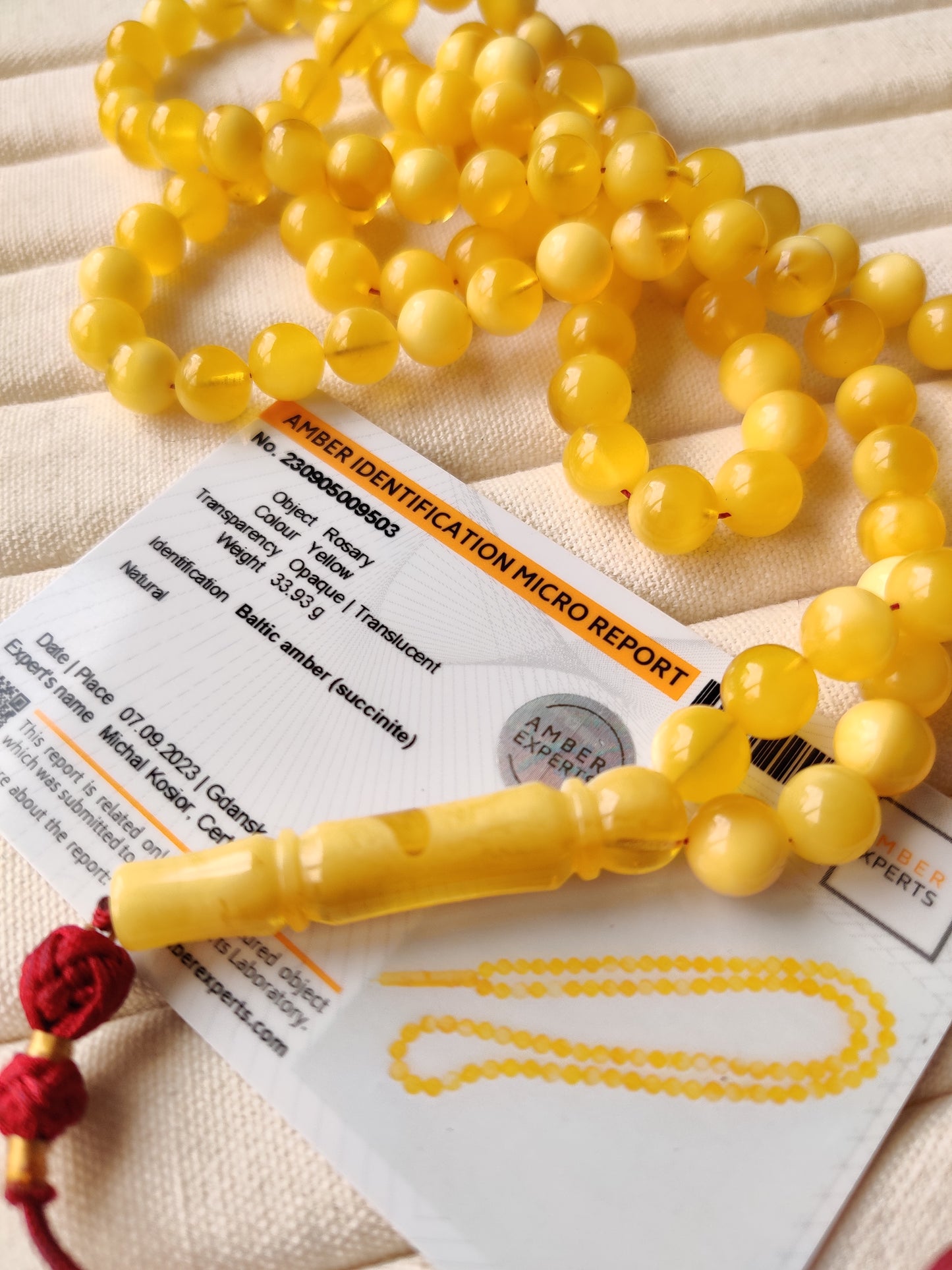 Natural Butterscotch/Cloudy Amber Tasbih with Certificate | 99 beads |8mm