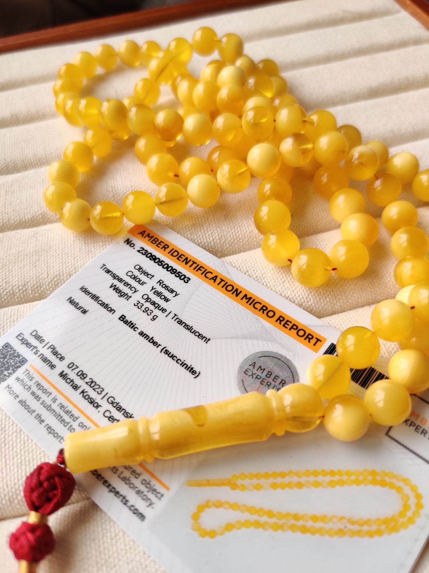 Natural Butterscotch/Cloudy Amber Tasbih with Certificate | 99 beads |8mm