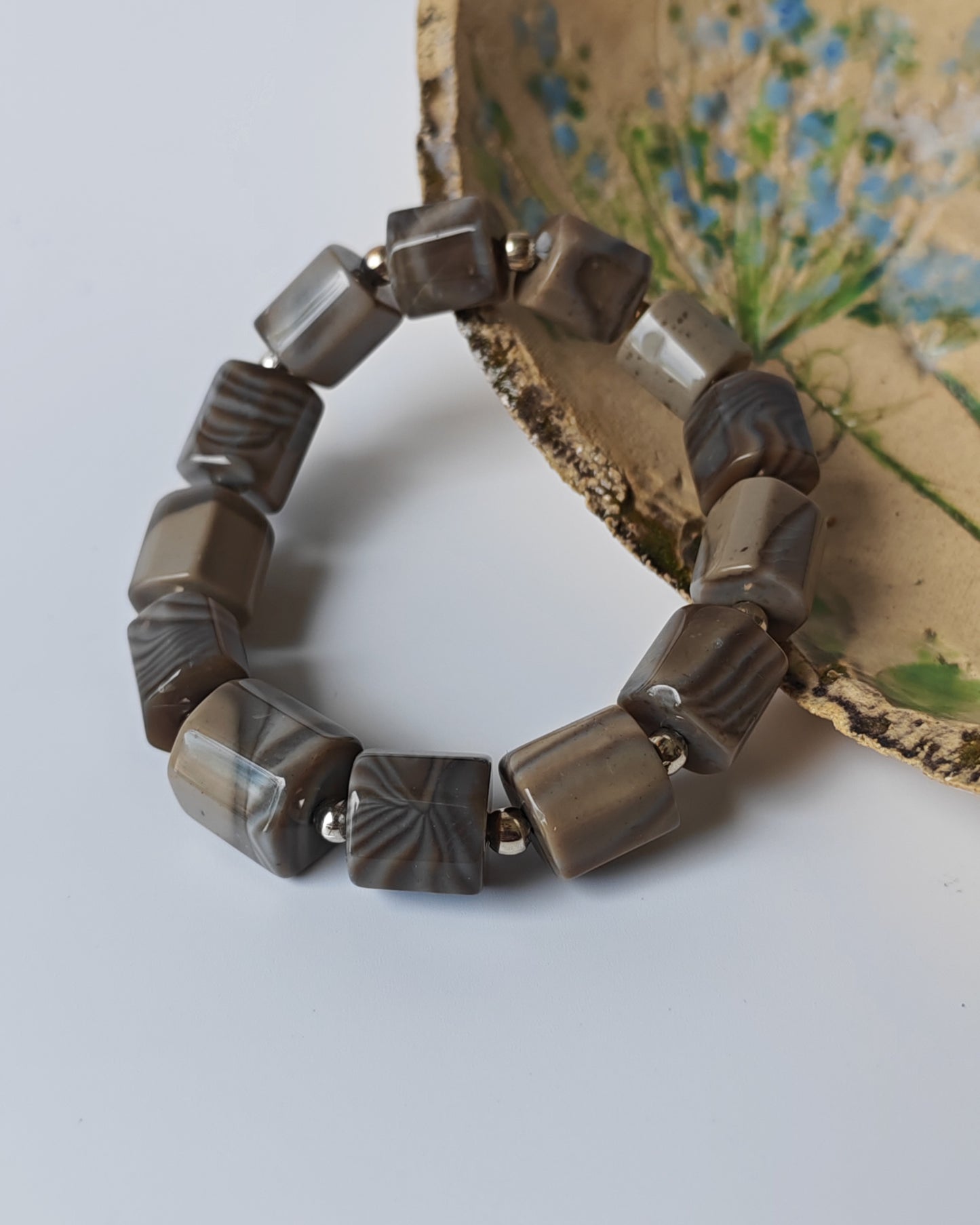 Striped Flint Stone Bracelet | One-of-a-Kind Handmade Piece