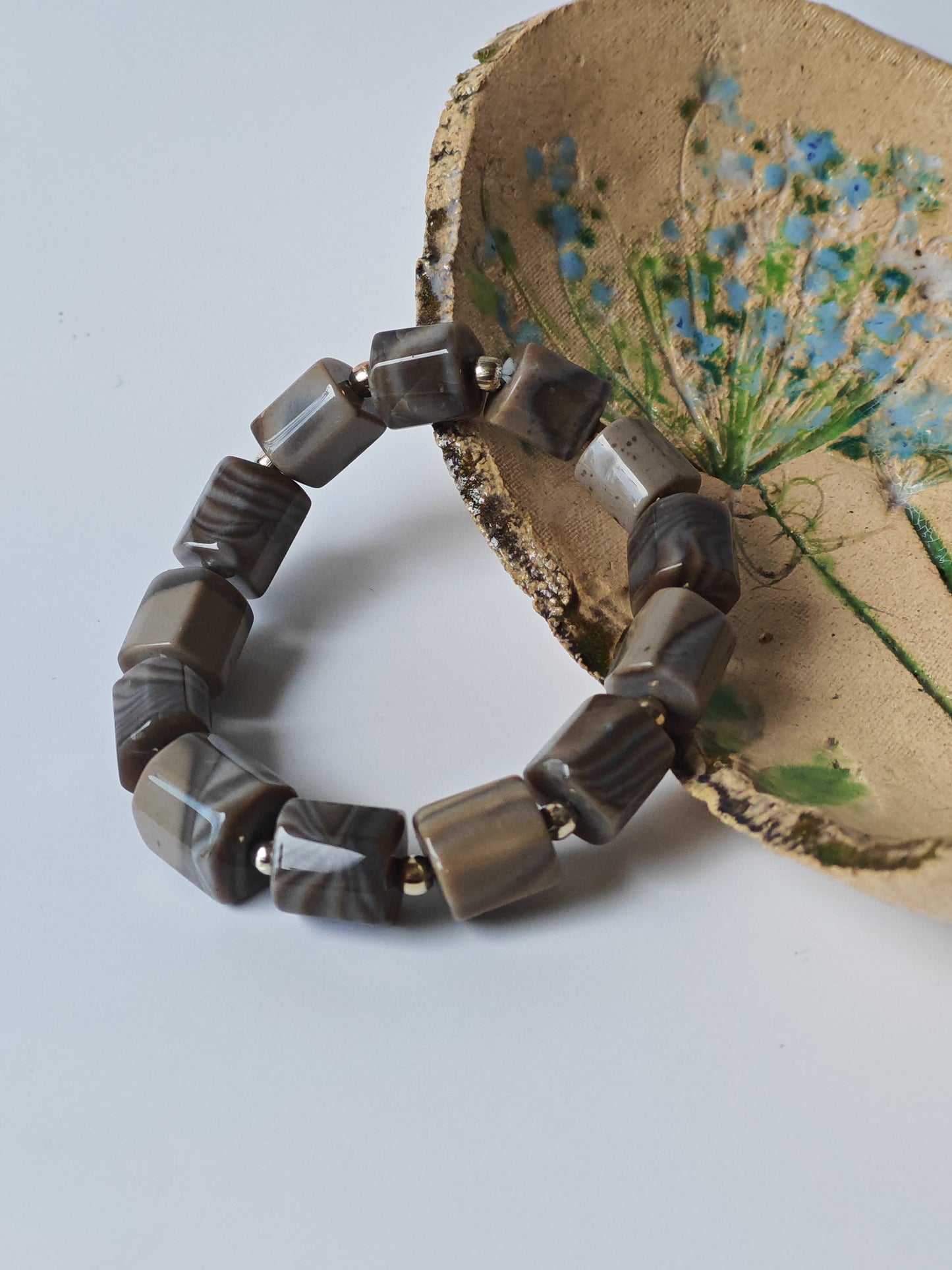 Striped Flint Stone Bracelet | One-of-a-Kind Handmade Piece